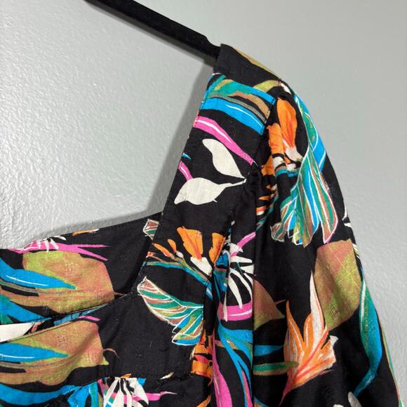 Terra & Sky Black Colorful Tropical Flutter Sleeve Boho Top - Size 4X (28W-30W) - Picture 2 of 7